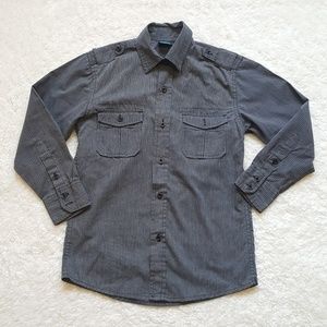 Burnside Button Front Shirt Pin Striped Boys Sz 8